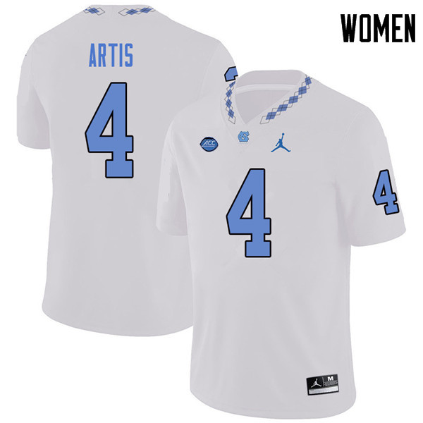 Jordan Brand Women #4 Allen Artis North Carolina Tar Heels College Football Jerseys Sale-White